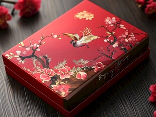中式红盒 仙鹤梅花雅致图案