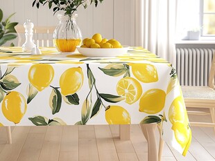 柠檬图案桌布营造清新氛围