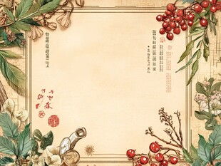 中式古风植物边框背景图