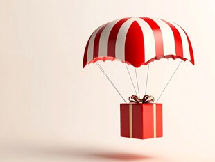 礼盒乘降落伞优雅降落