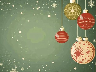 圣诞装饰挂饰绿色背景图