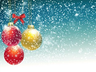 圣诞彩球飘雪背景图