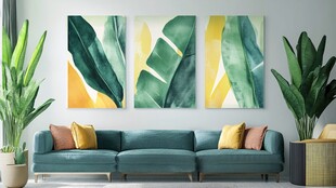 清新绿植风客厅装饰画