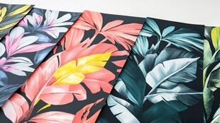 多彩热带植物花纹布料