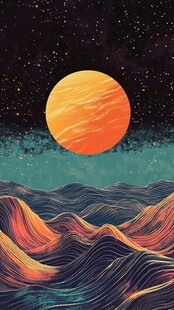 梦幻星空下的山海景象