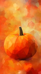 几何风橙色南瓜艺术图