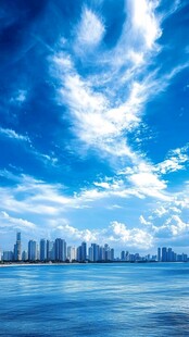 碧海蓝天映都市天际线