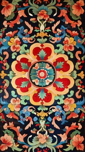 传统中式花卉纹案图案