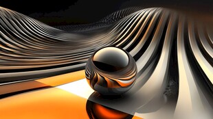 金属质感球体与波浪背景