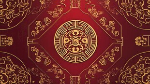 中式古典红金花纹背景图