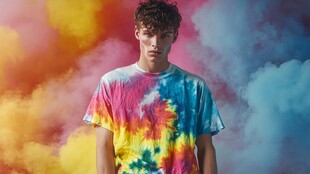 彩色扎染T恤男士时尚写真