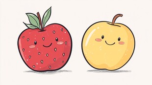 可爱草莓与苹果卡通形象