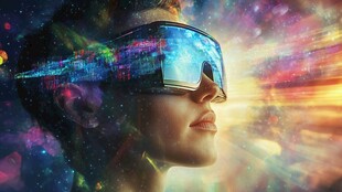 未来感女性体验虚拟现实