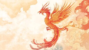 凤凰翱翔云端古风图景