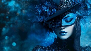 梦幻蓝调神秘面具女郎