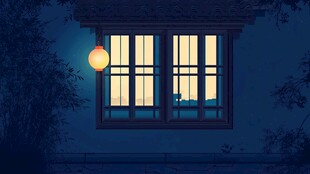 窗前夜灯暖 静谧时光景