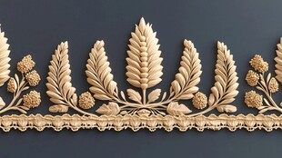 金色麦穗花卉精美装饰边