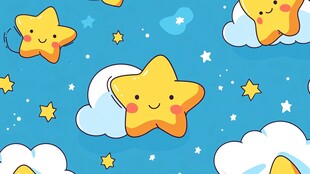可爱星星云朵卡通图案