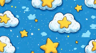 梦幻星空云朵卡通图案