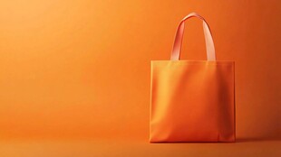 橙色手提袋简约静物展示