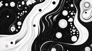 黑白流体艺术抽象图案