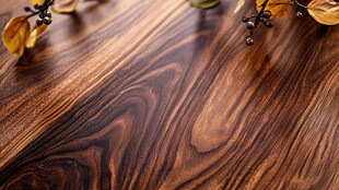 精致木纹 点缀秋叶果枝