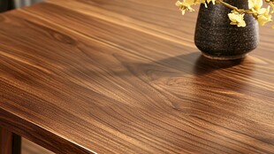 木质桌面的花瓶静物特写