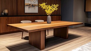 简约实木餐桌搭配清新花卉