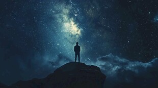 仰望星空的孤独身影