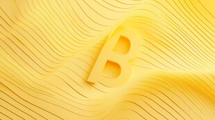 黄色纹理背景上的立体字母B