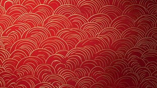 红色金纹海浪中式背景图