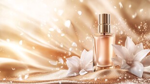 优雅香水瓶与浪漫花卉