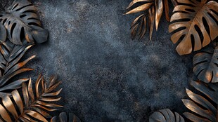 金属质感热带叶背景图