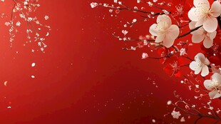 红梅绽红底 春意正浓