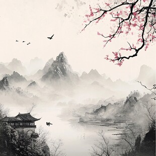 水墨山水间的诗意春景
