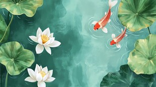 荷塘锦鲤图