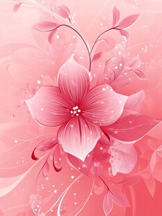 梦幻粉色花卉唯美插画