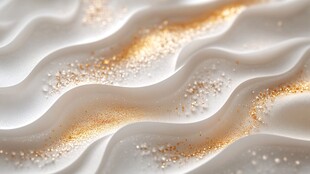 白色波纹上的金色闪光颗粒