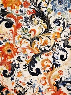 复古花卉涡纹精美图案