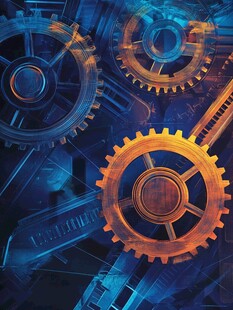 科技感齿轮机械背景图