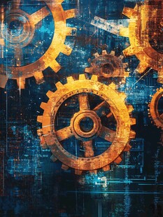 机械齿轮与科技背景图案