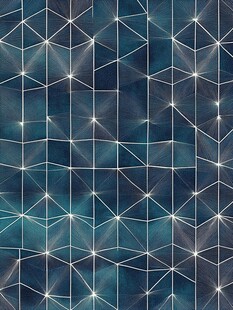 蓝绿色几何星光无缝图案
