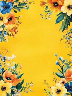 黄色背景花卉装饰图案