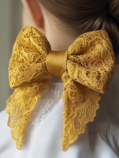 黄色蕾丝蝴蝶结发饰