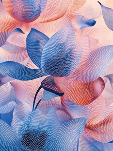 梦幻渐变花卉纹理图案