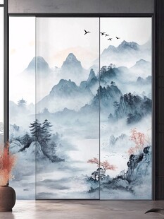 中式山水移门艺术画卷