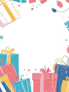 节日礼物环绕空白背景图
