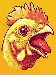 张嘴鸣叫的卡通公鸡形象
