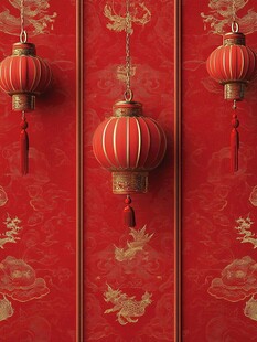 中式红墙挂饰喜庆红灯笼