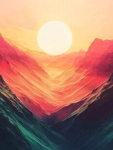 日出下的绚丽山峦景观